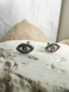 Rainbow Evil Eye Studs