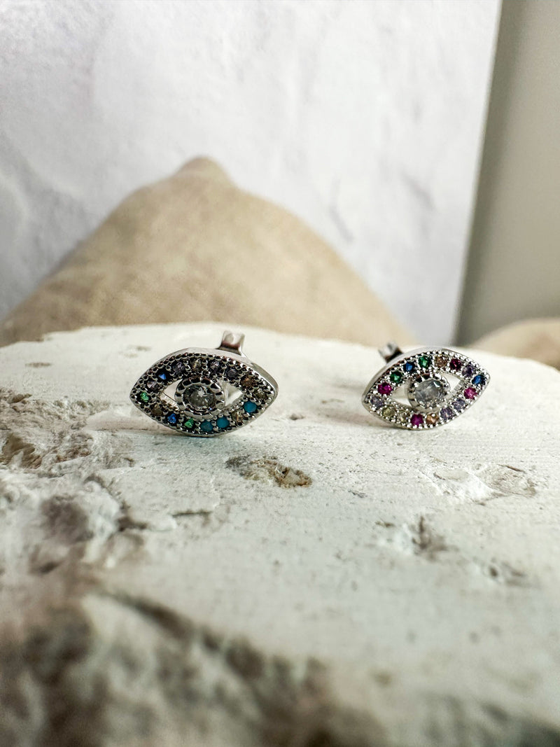 Rainbow Evil Eye Studs