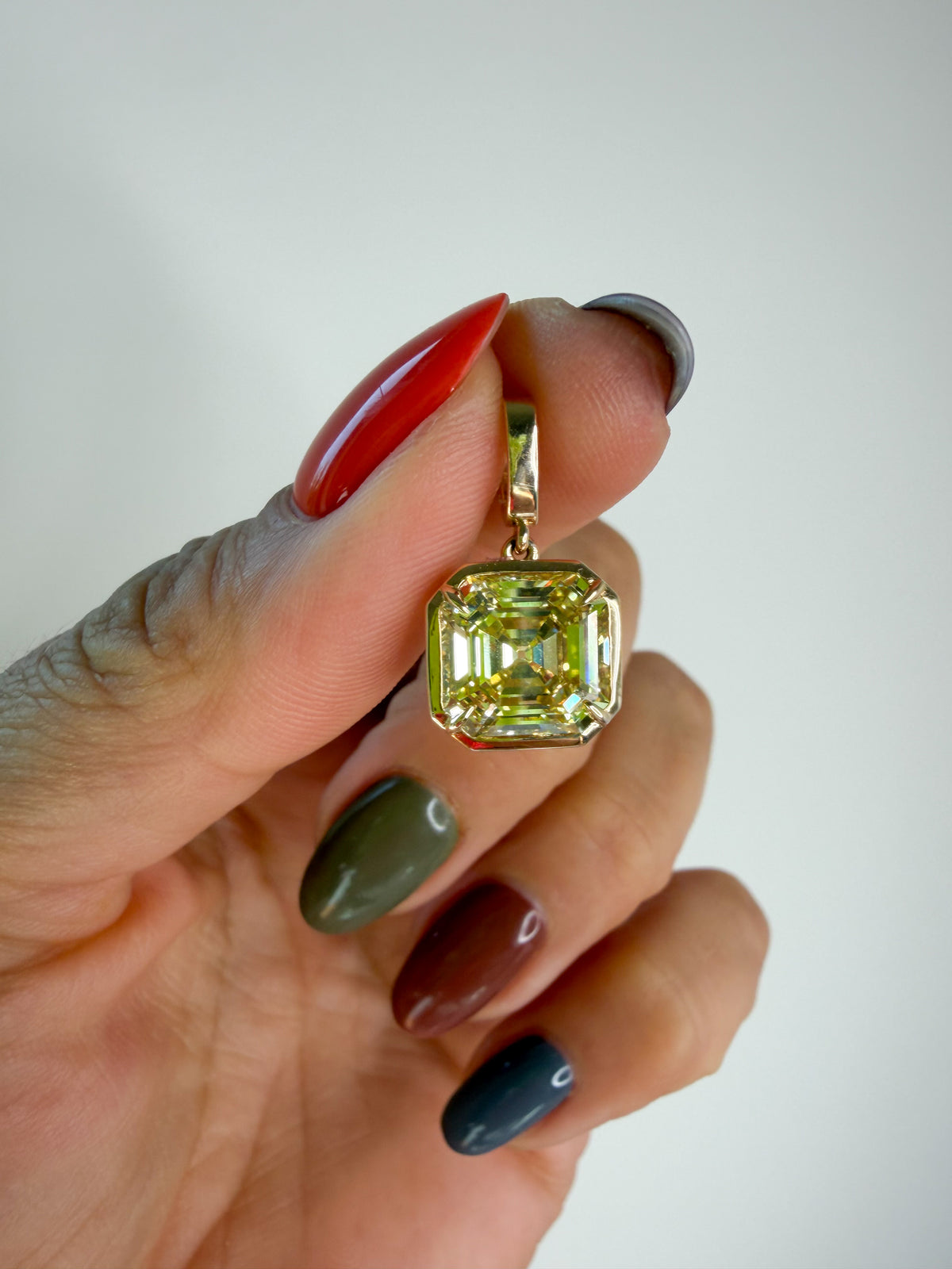Fancy Yellow Antique Asscher Pendant