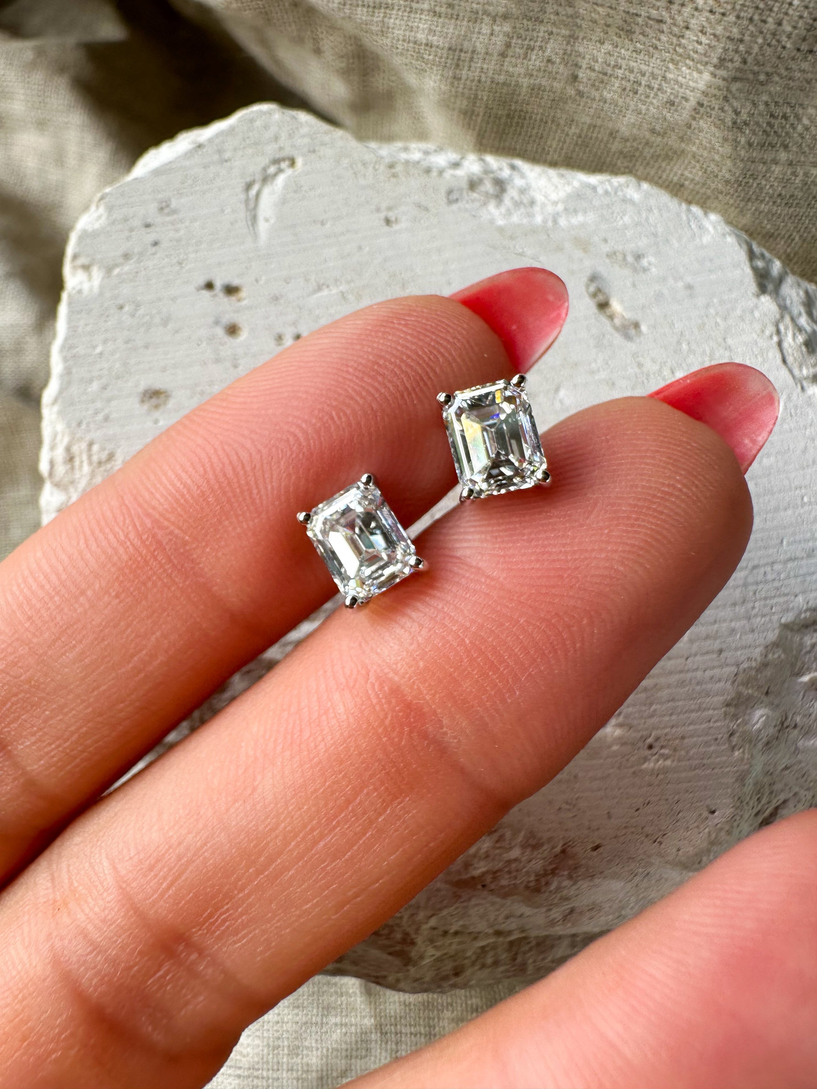 The Essentials Emerald Cut 2ctw Diamond Studs