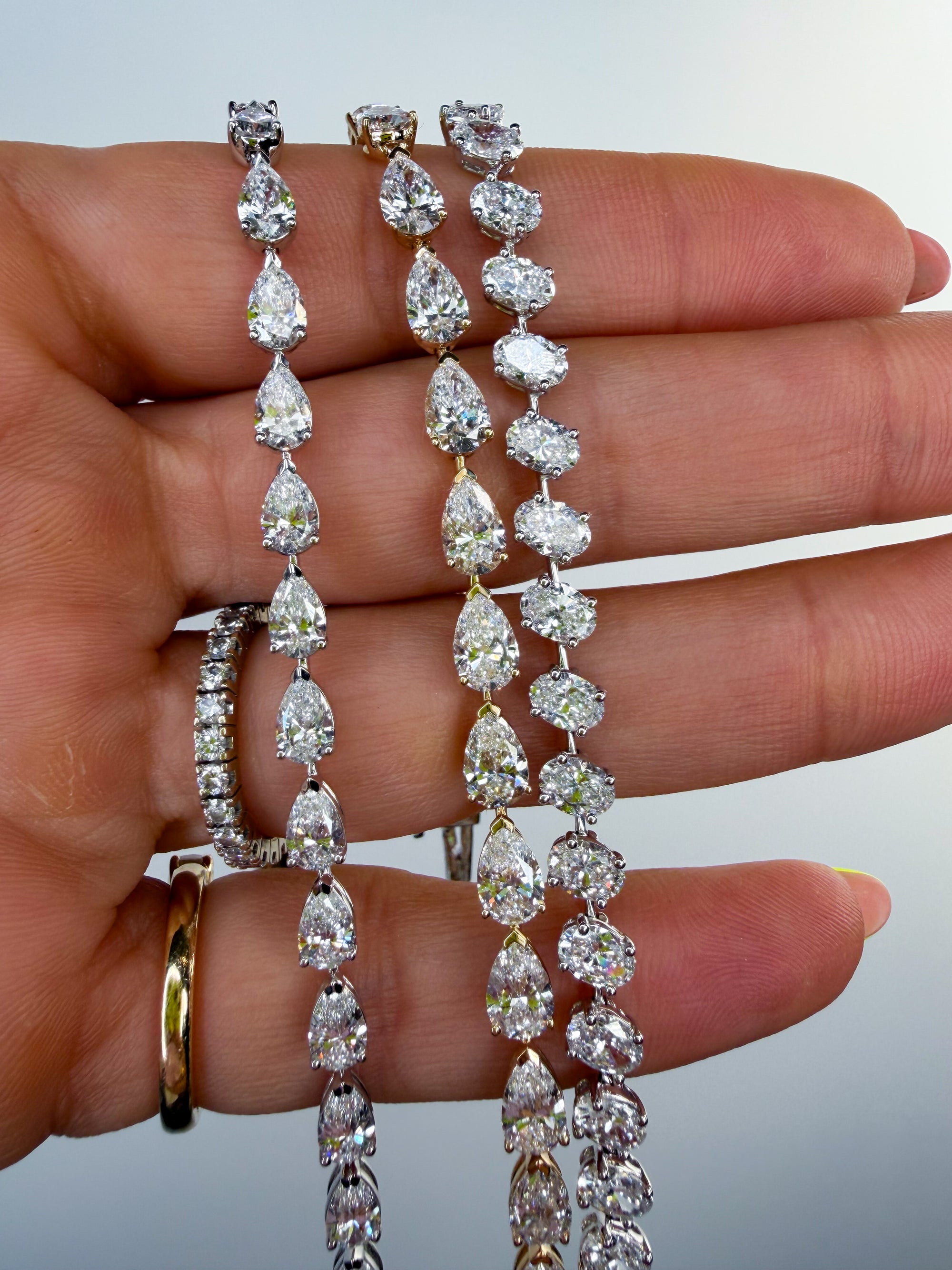 Large East - West Pear Tennis Bracelet