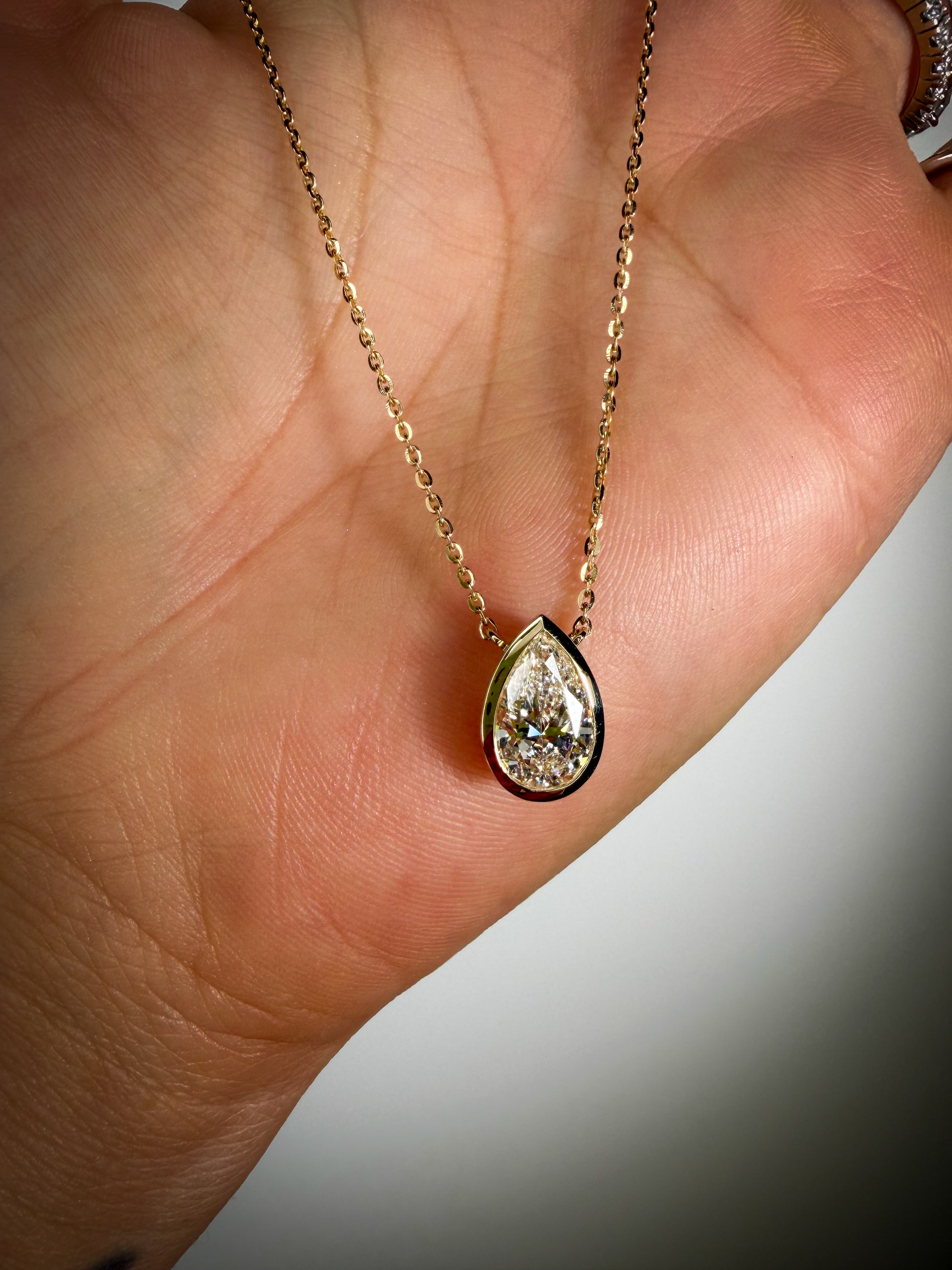 Bezel Two Carat Solitaire Diamond Necklace