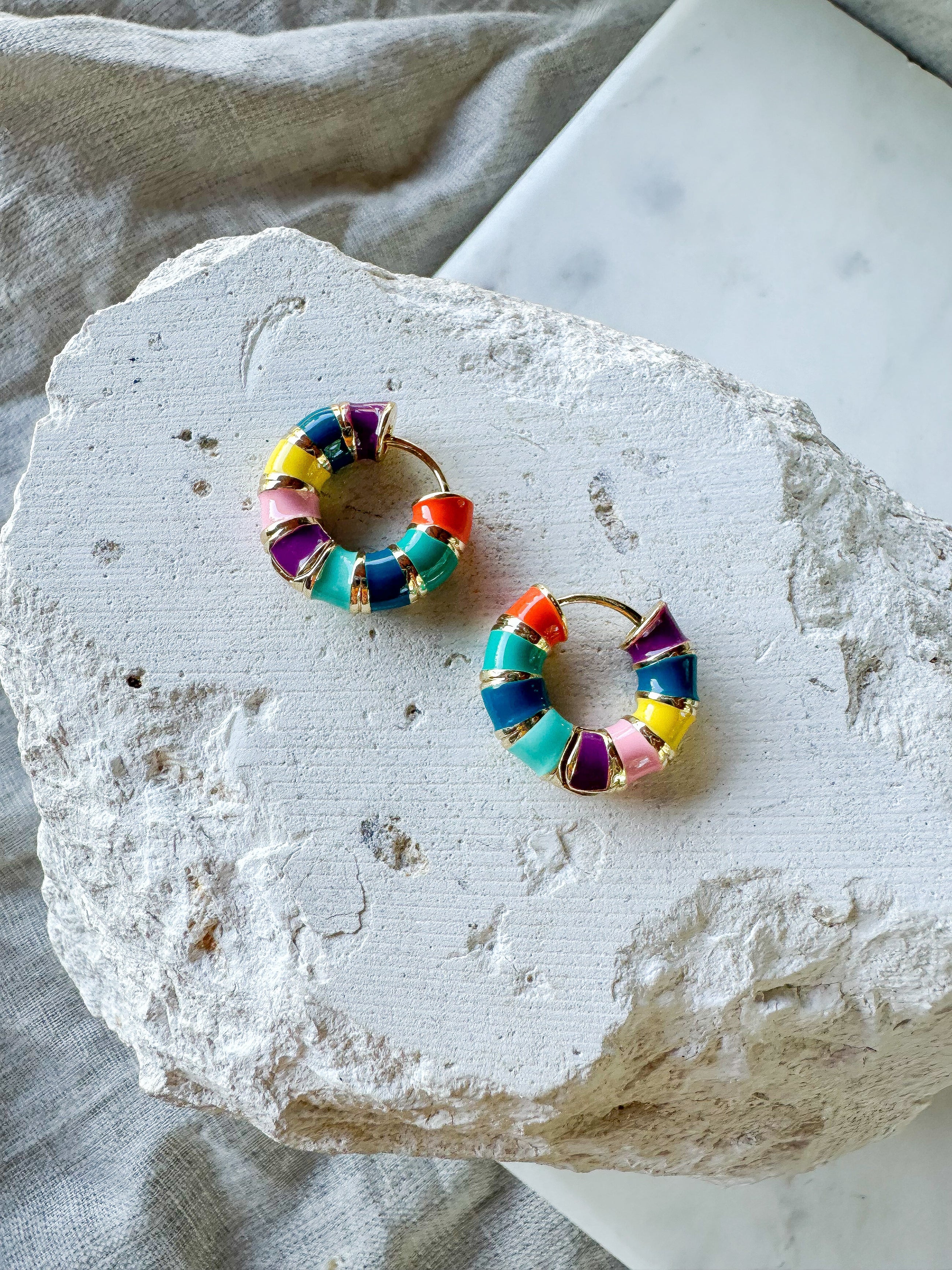 Rainbow Enamel Hoops