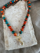 Agate Starburst Necklace ~ Coral