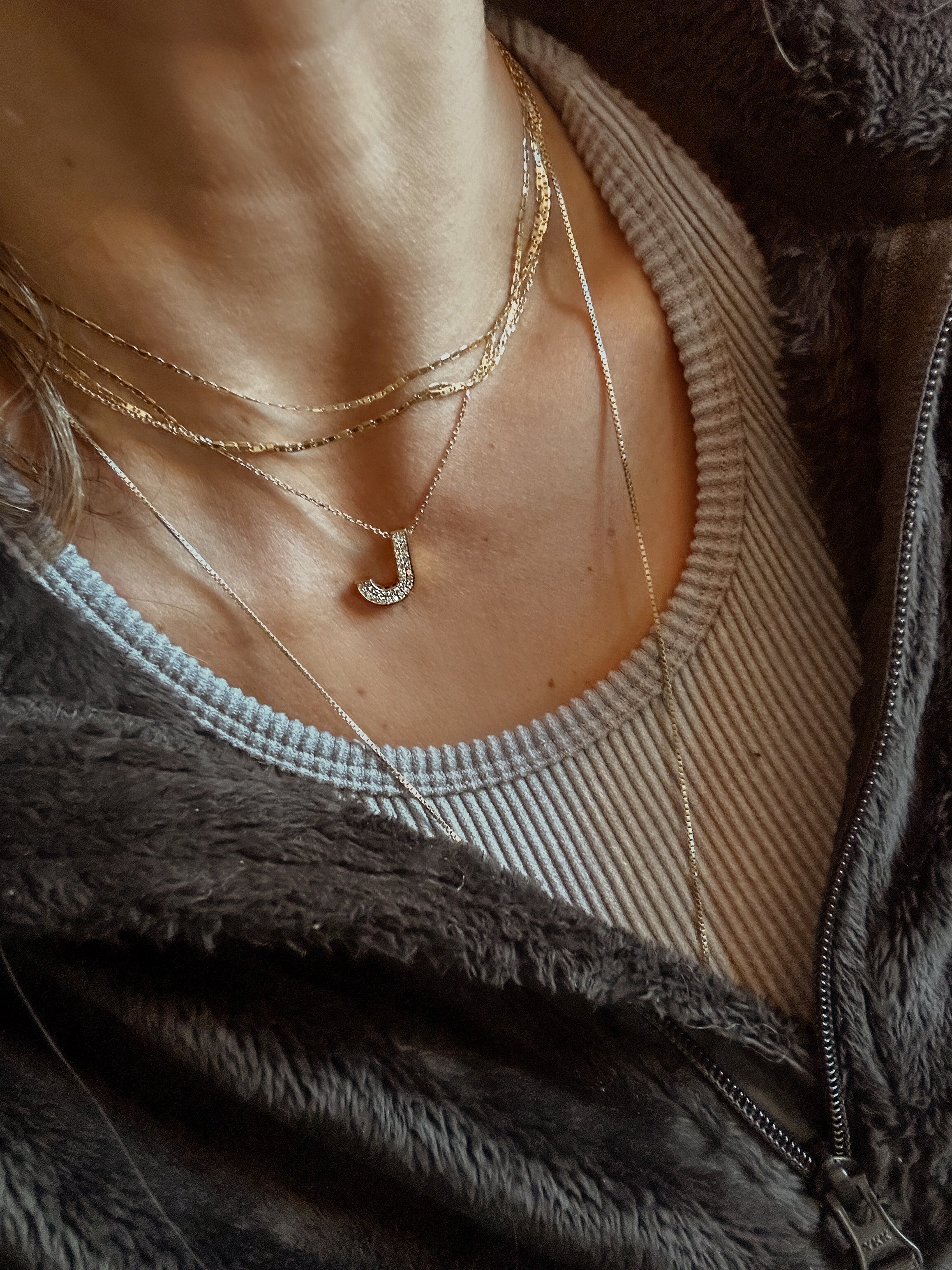 Large Diamond Initial Necklace