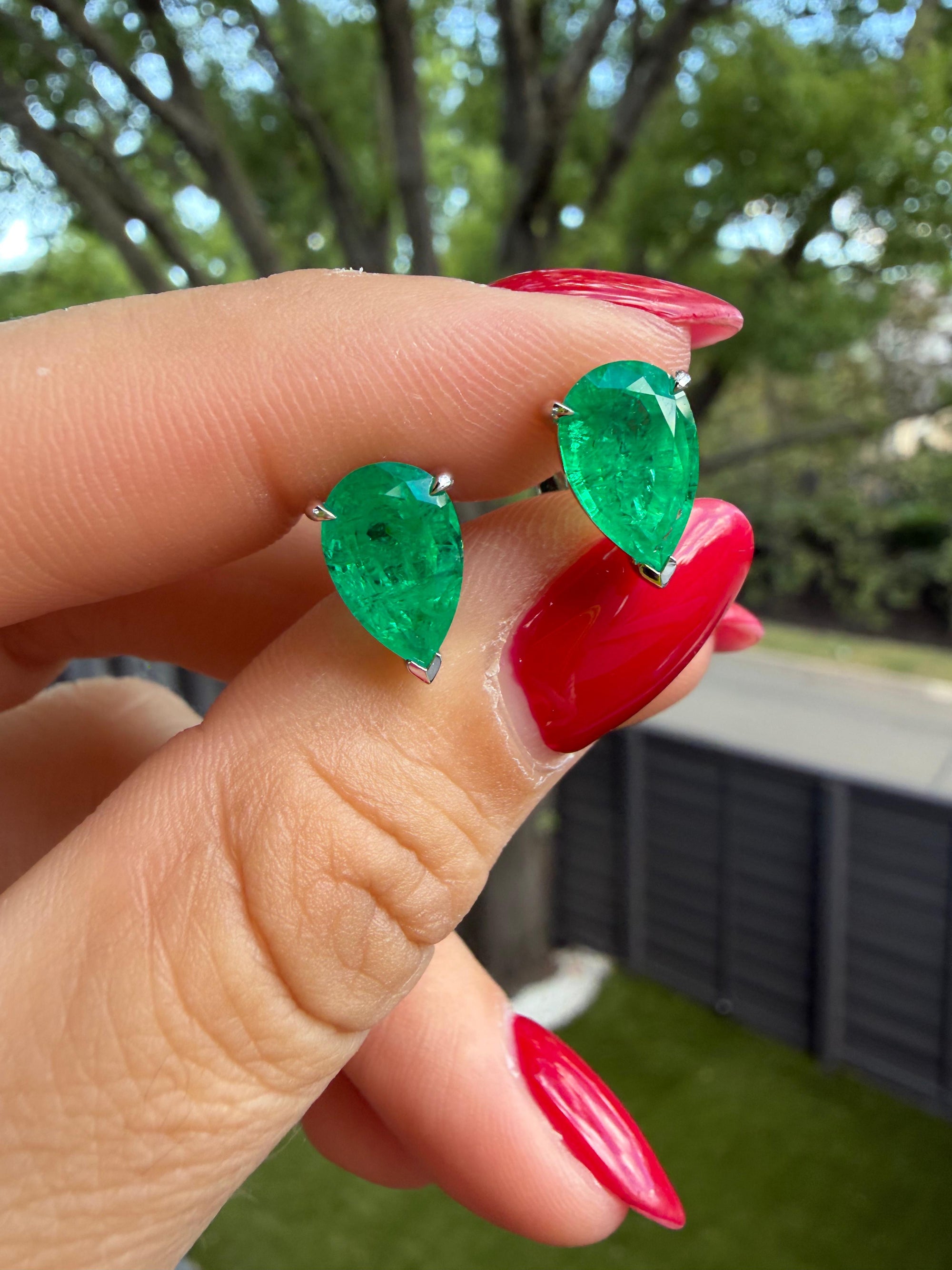 Emerald Pear Studs