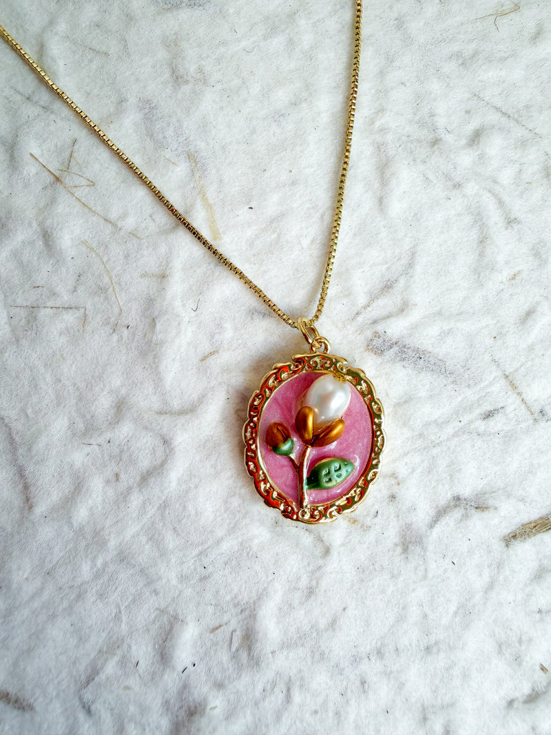 Blossom Pearl Enamel Necklace