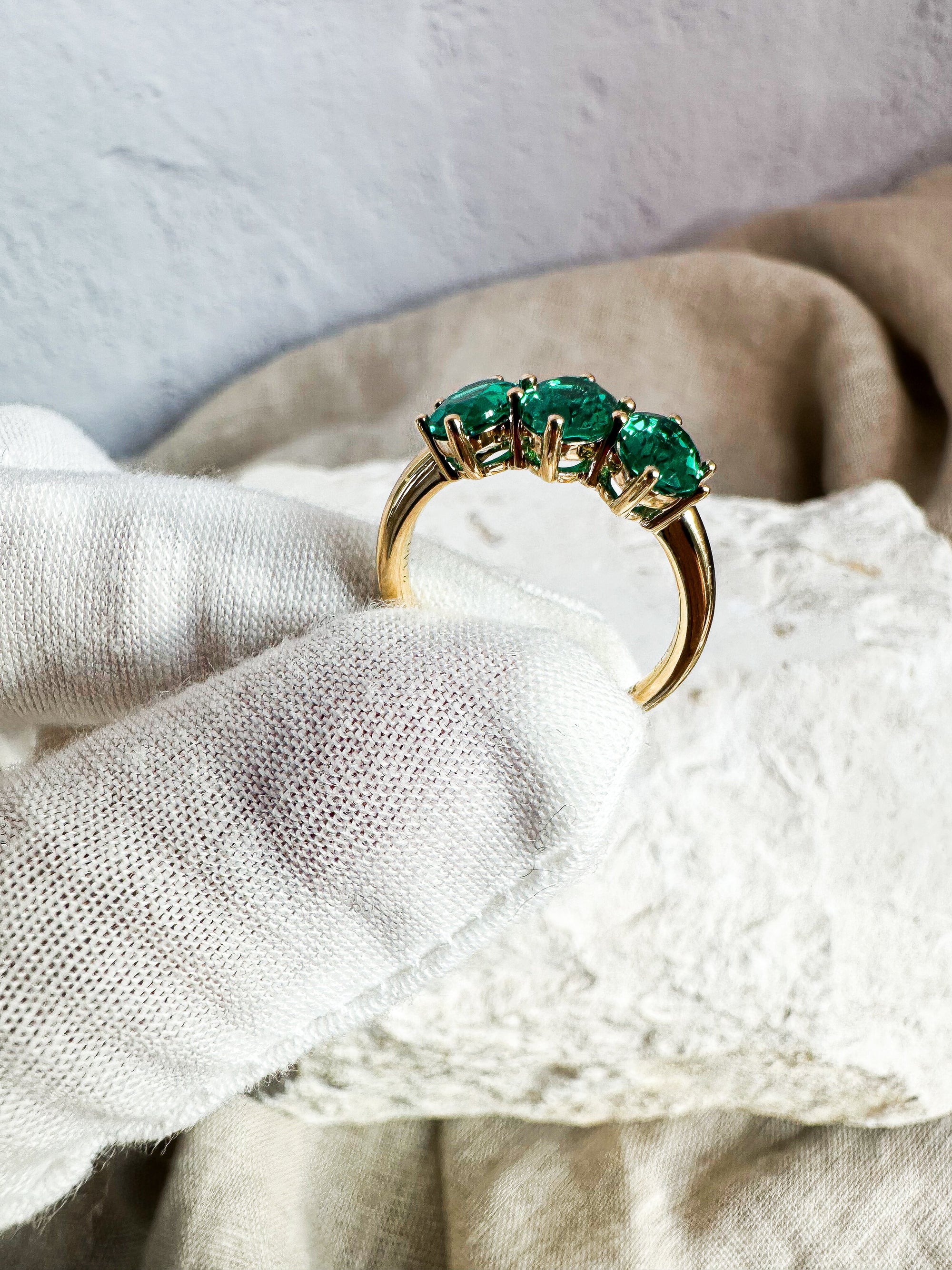 Trio Emerald Ring