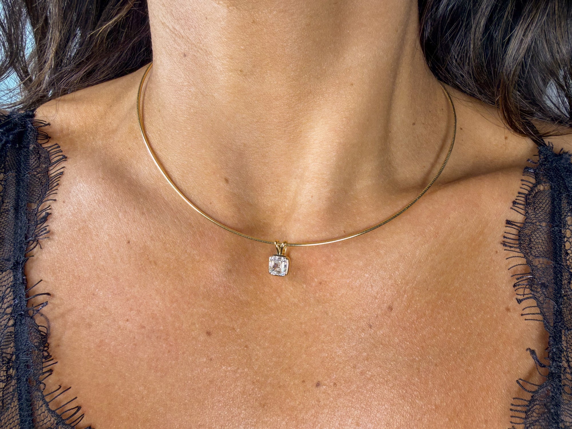 Georgian Asscher Pendant Necklace