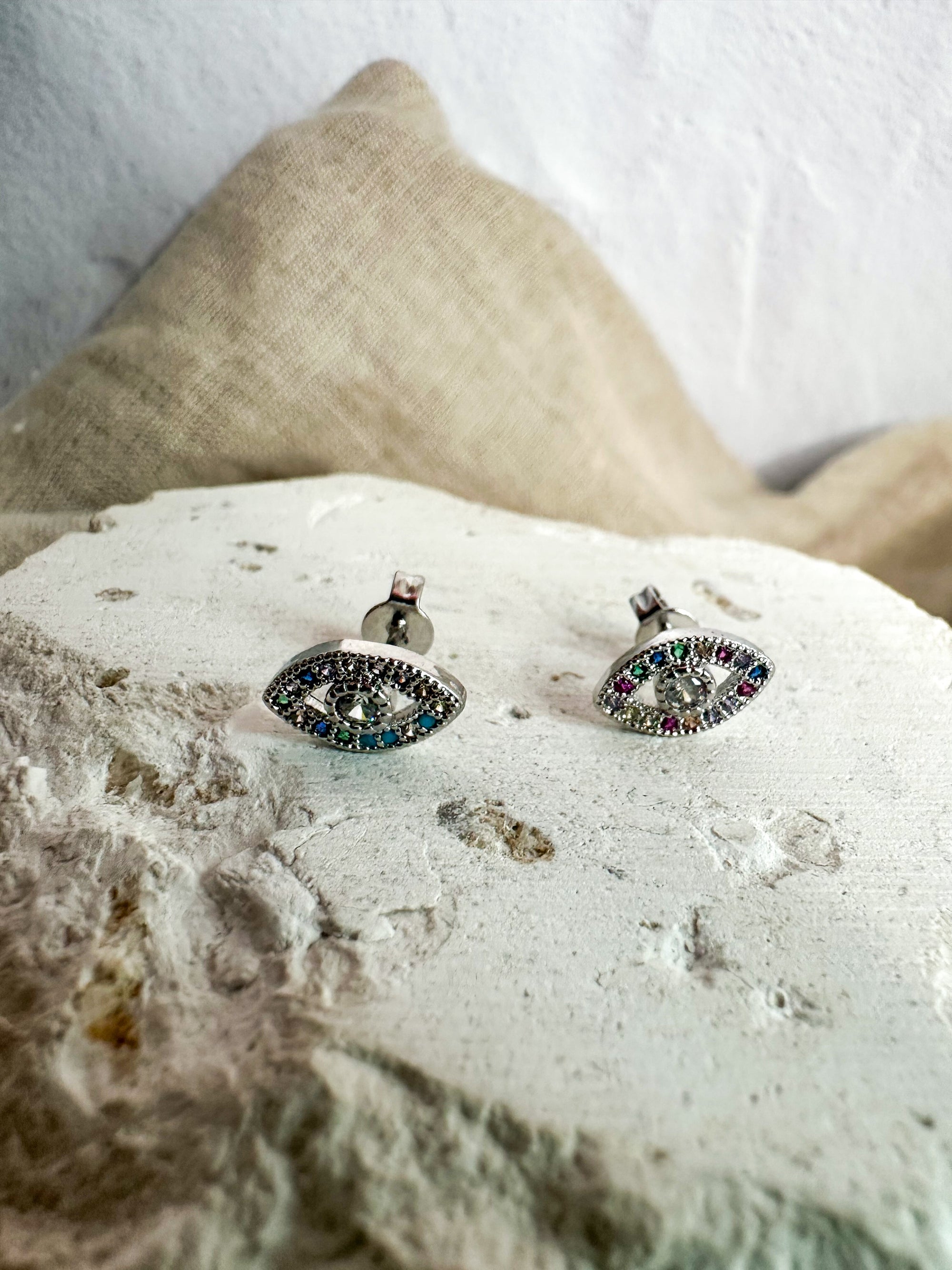 Rainbow Evil Eye Studs
