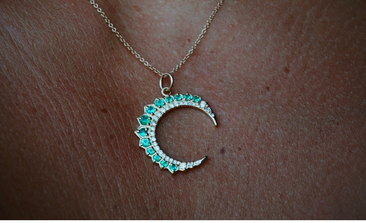 Emerald Crescent Moon Necklace