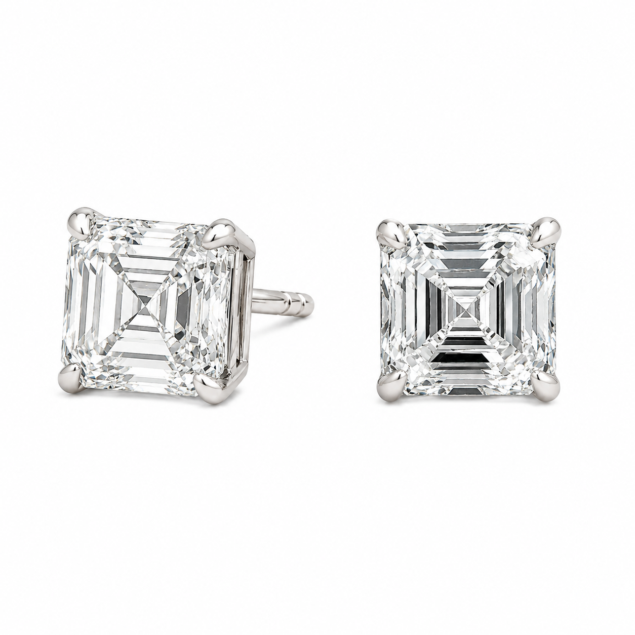 The Noble - Asscher Cut 10ctw Diamond Studs