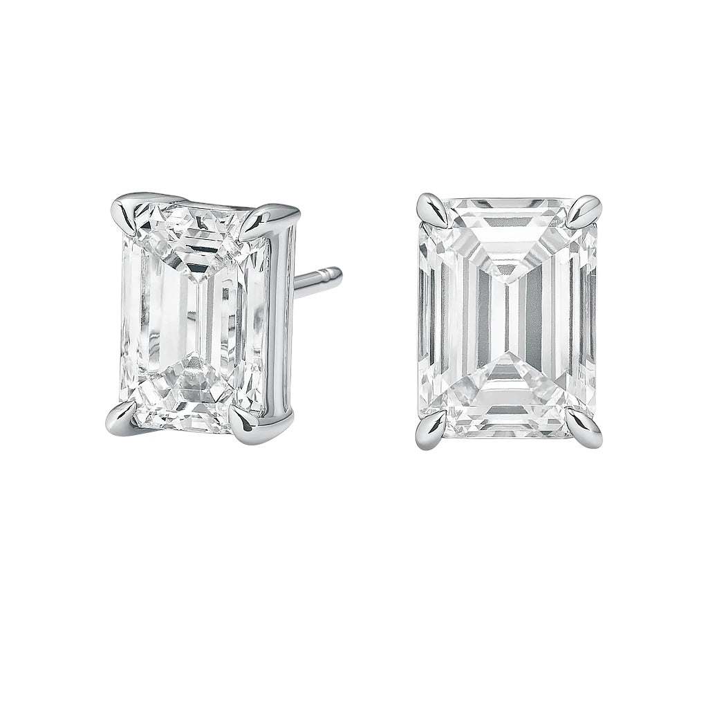 The Empire Set - Emerald Cut 8ctw Diamond Studs