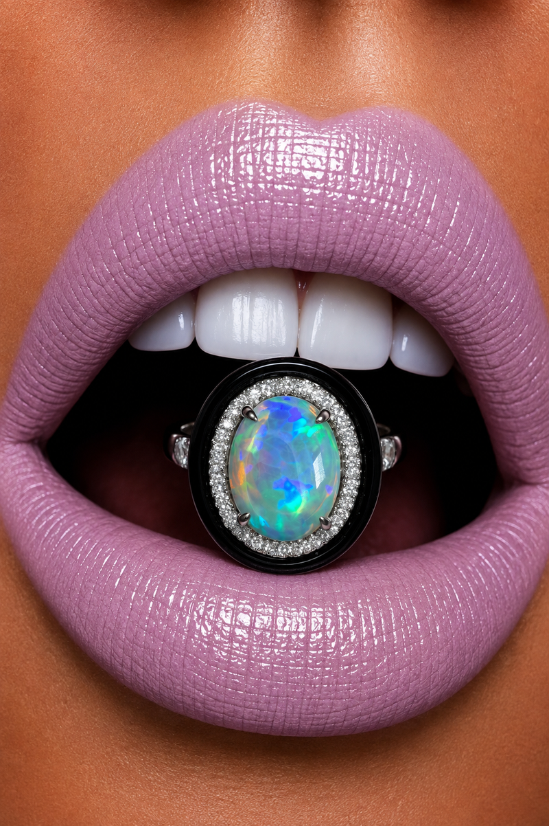 The Black Flame Opal Ring