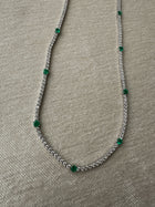 Natural Emerald & Diamond Tennis Necklace