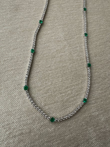 Natural Emerald & Diamond Tennis Necklace