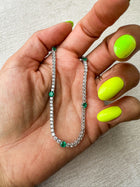 Natural Emerald & Diamond Tennis Necklace