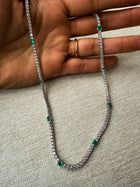 Natural Emerald & Diamond Tennis Necklace