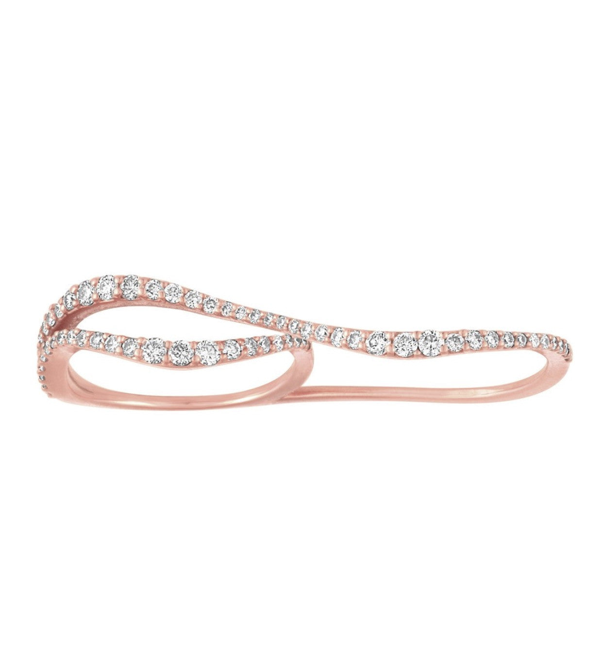 Diamond Wavy Two Finger Ring