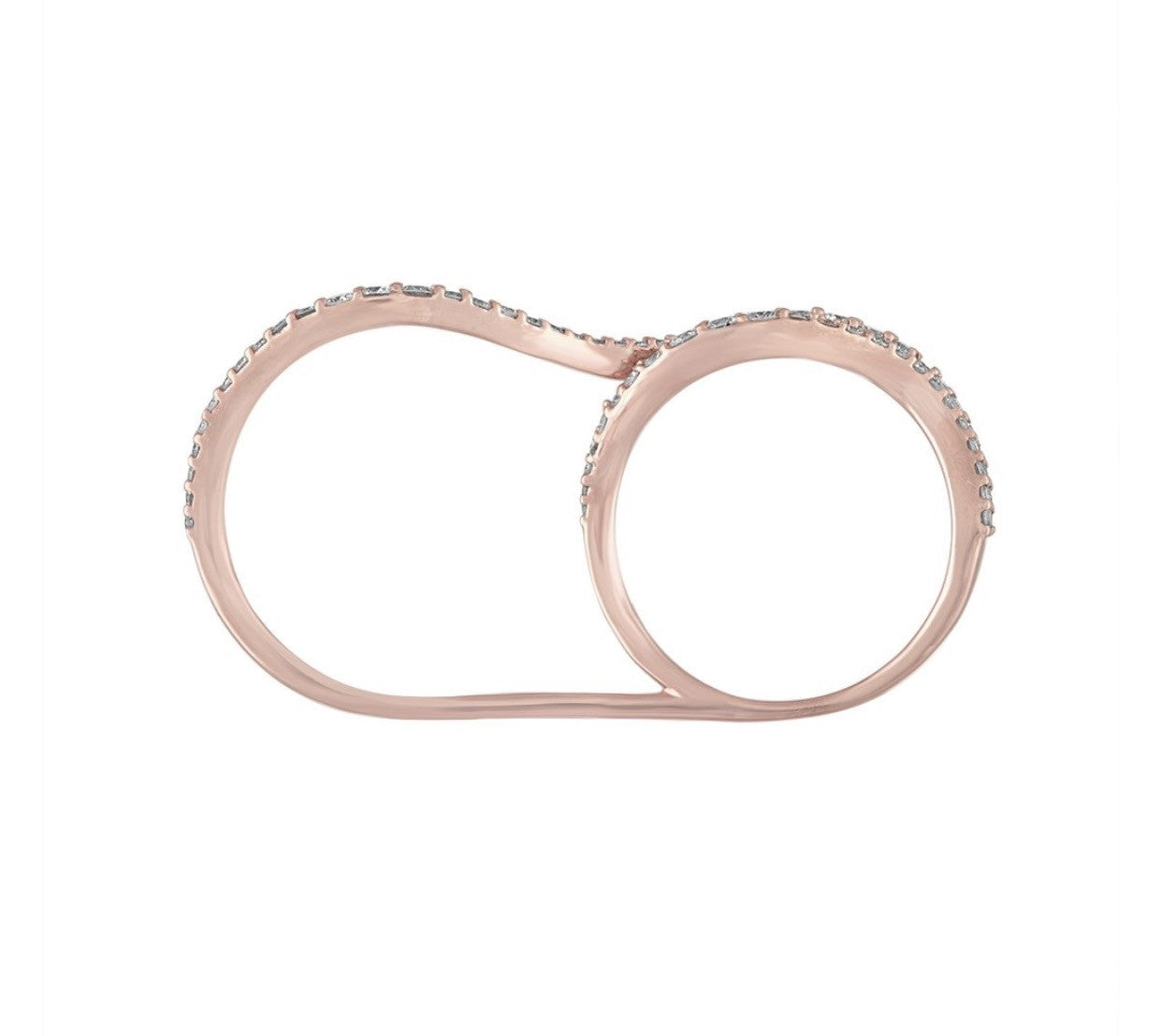 Diamond Wavy Two Finger Ring