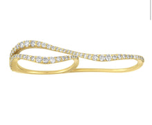 Diamond Wavy Two Finger Ring
