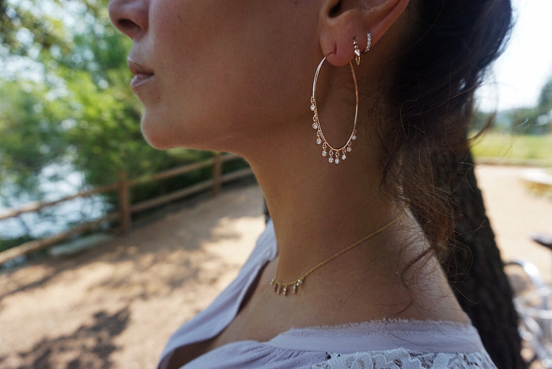 Diamond Shaker Hoop Earrings