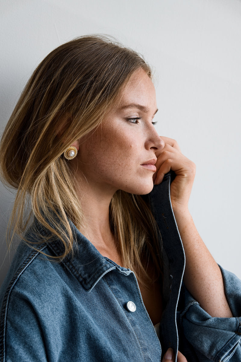 Luxe Pearl Halo Studs