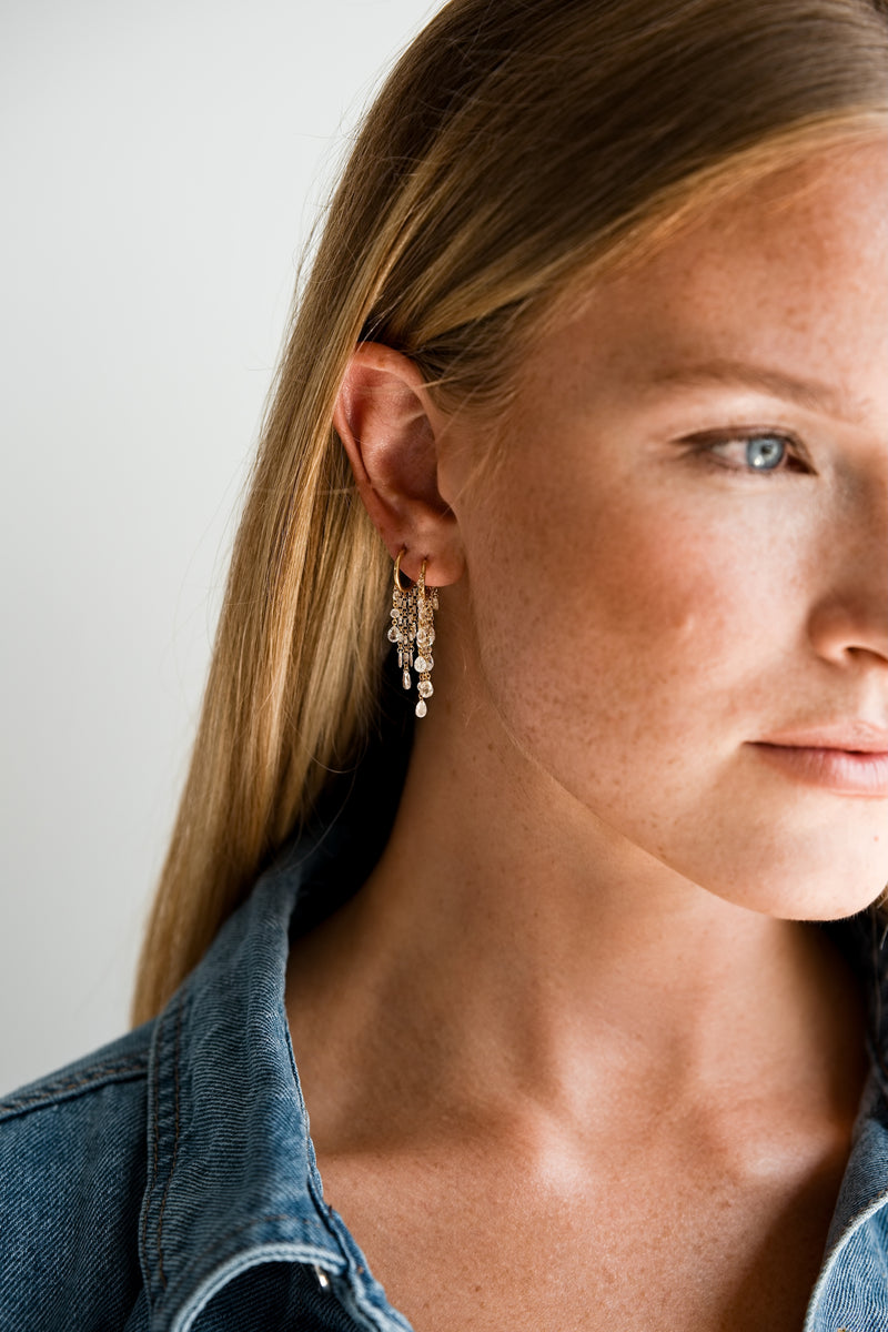 Glam Rose Cut Diamond Chandelier Earrings