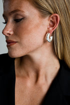 Ribbed Silver Chubby Hoops