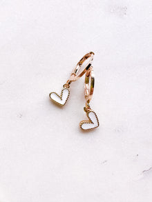 Mini White Heart Earrings