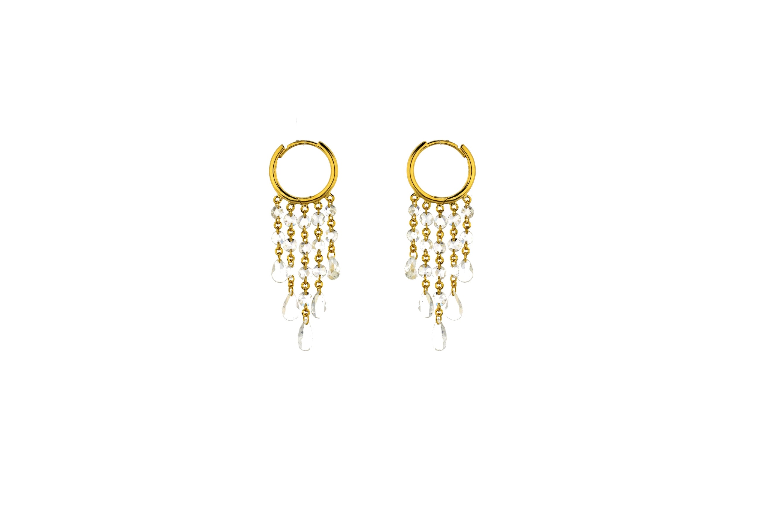 Rose Cut Diamond Chandelier Earrings