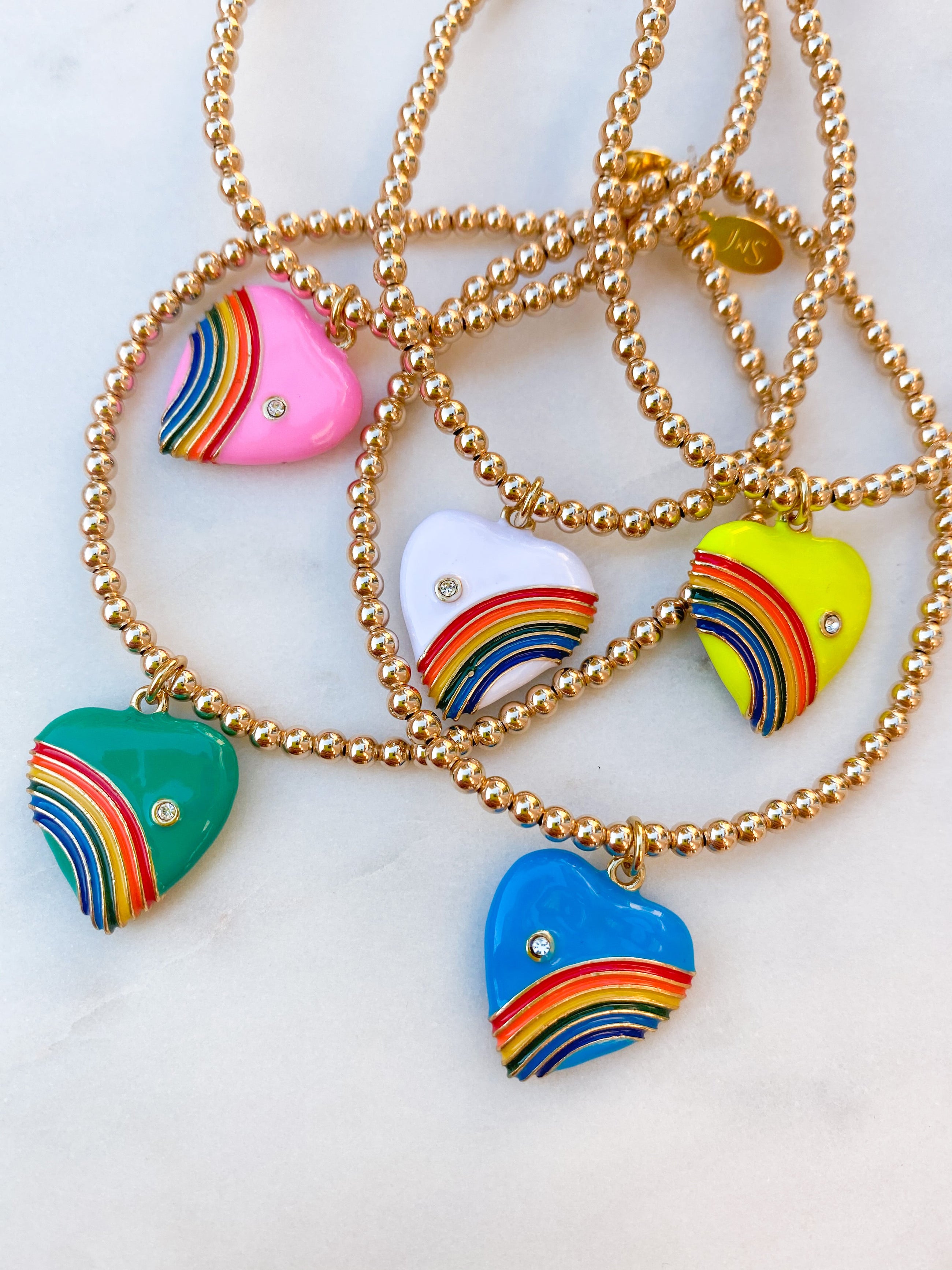Vintage Rainbow Heart Bracelet
