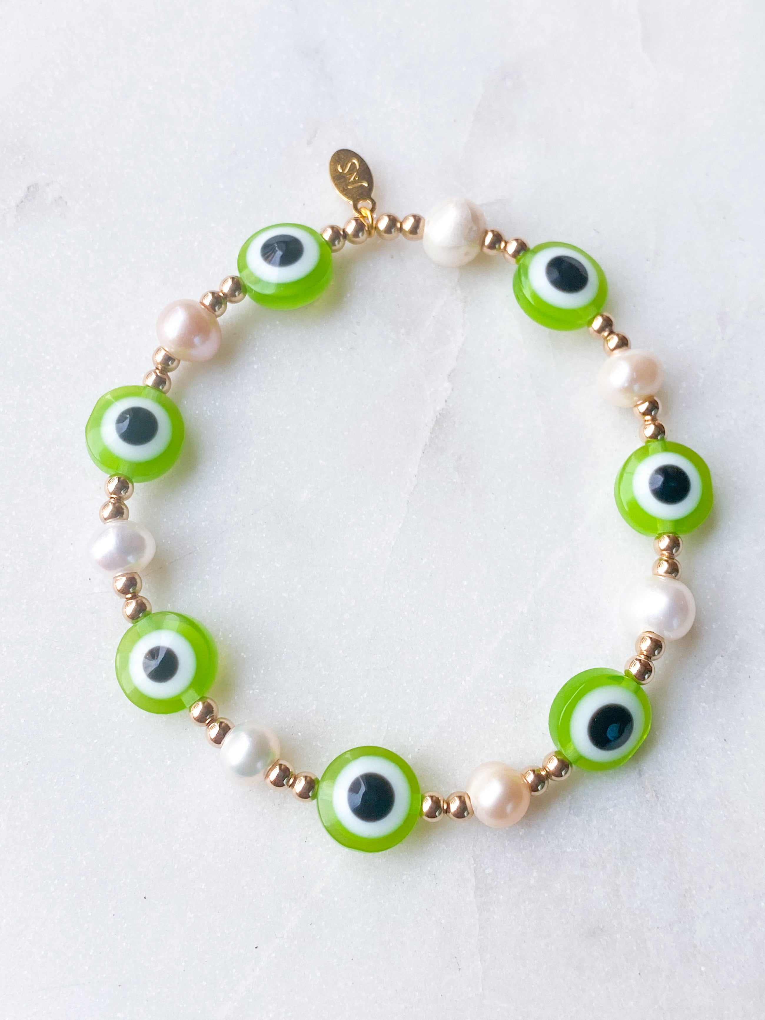 Pearl Glass Eye Bracelet