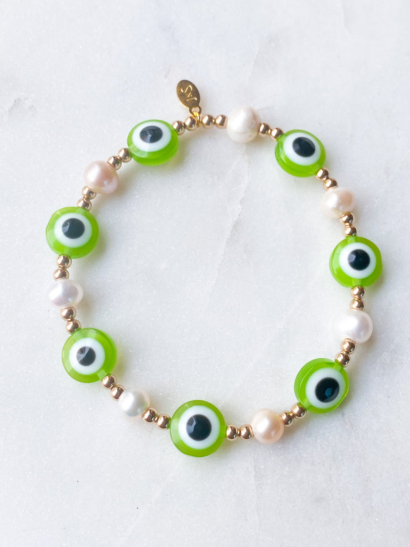 Pearl Glass Eye Bracelet