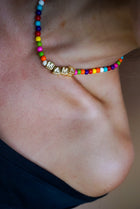 Custom Gold Block Necklace ~ Rainbow