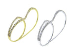 Diamond Wavy Two Finger Ring
