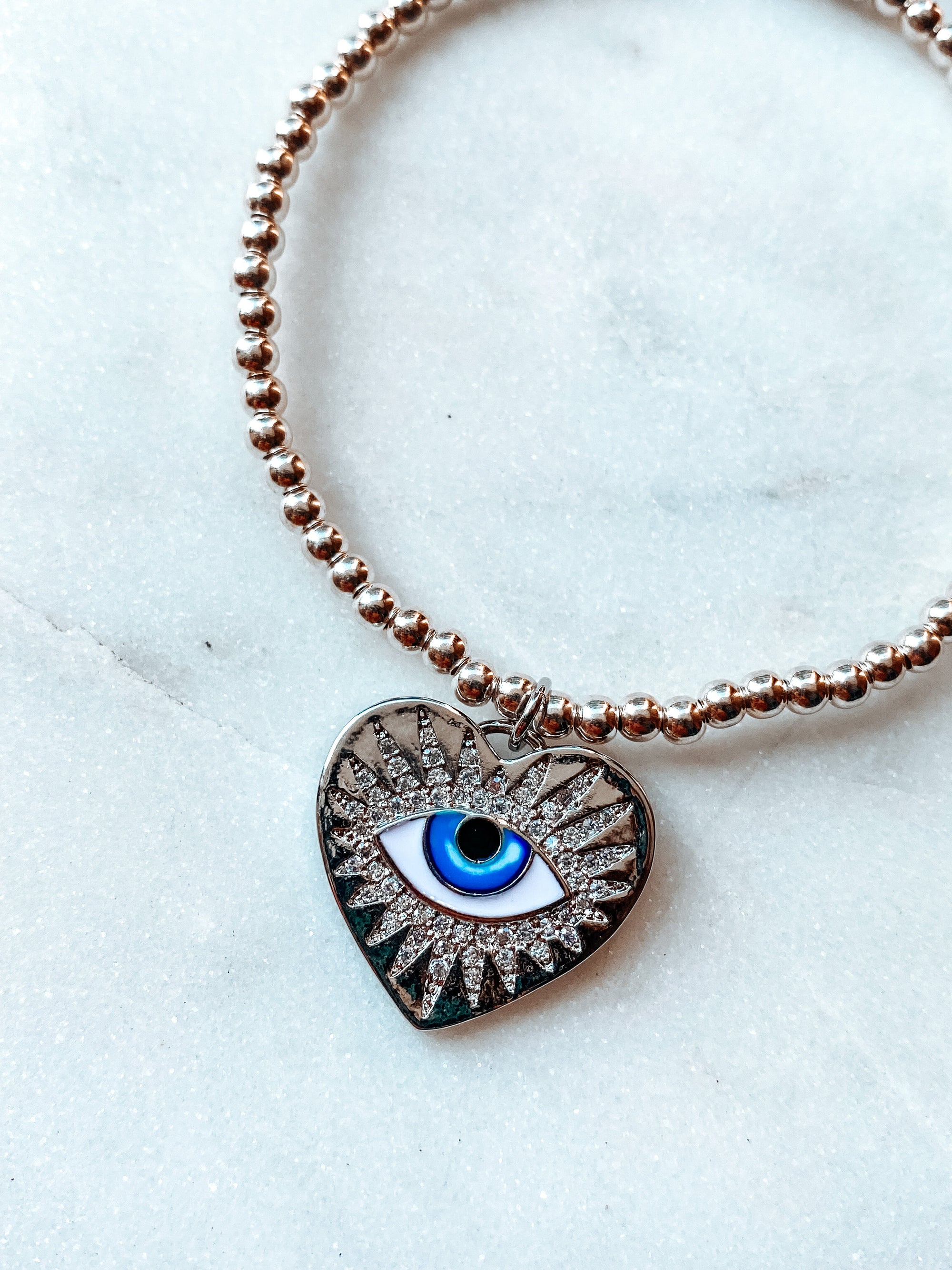 Silver Heart Eye Bracelet
