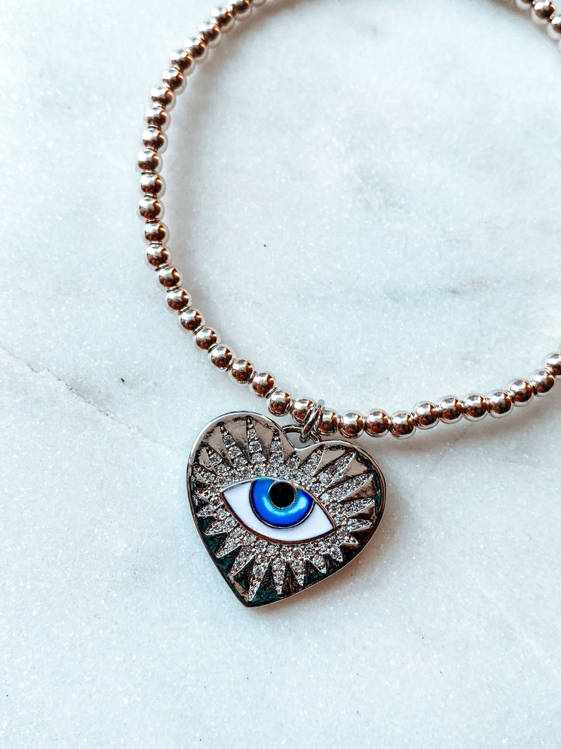 Silver Heart Eye Bracelet