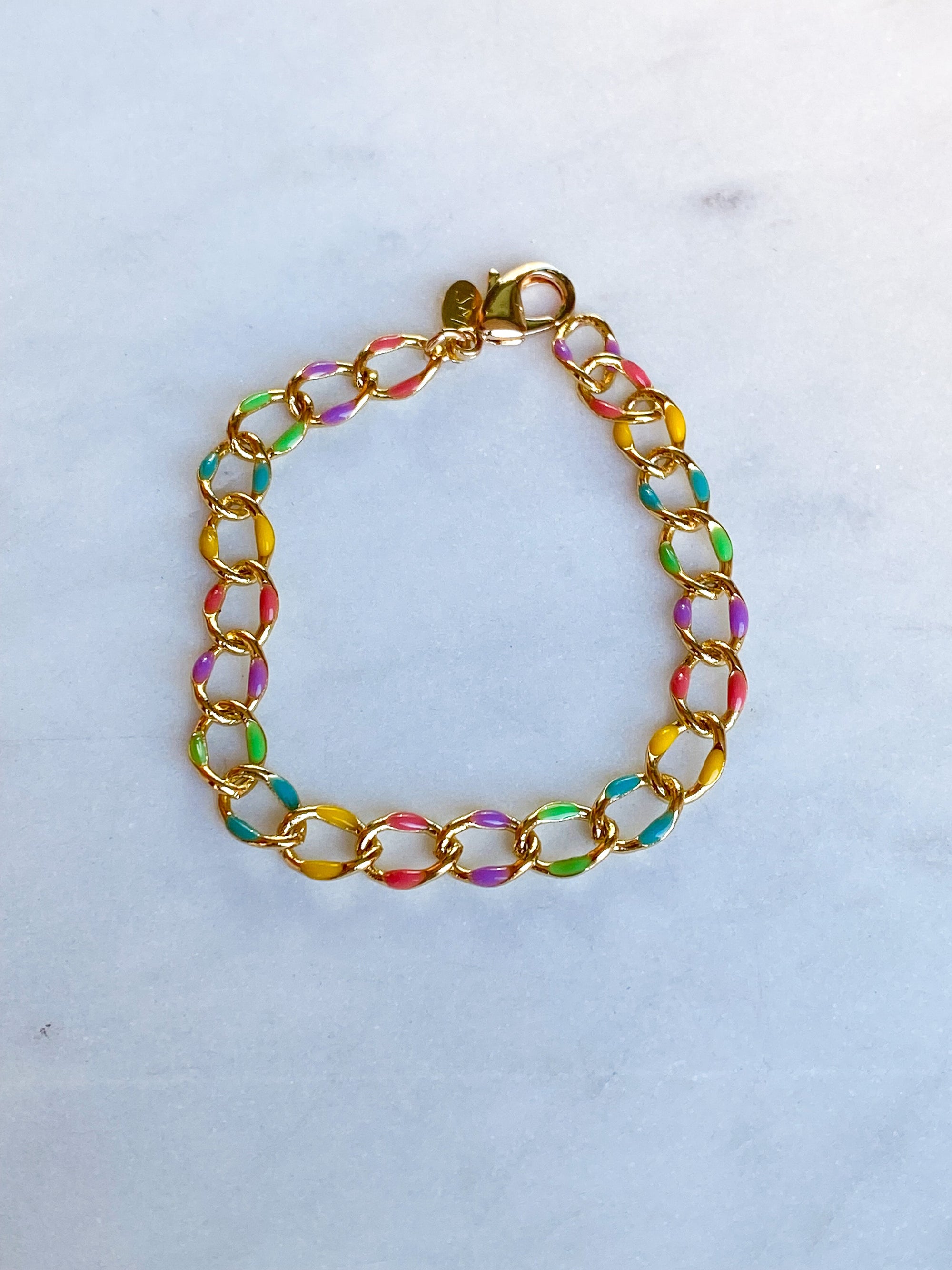 Rainbow Enamel Curb Bracelet