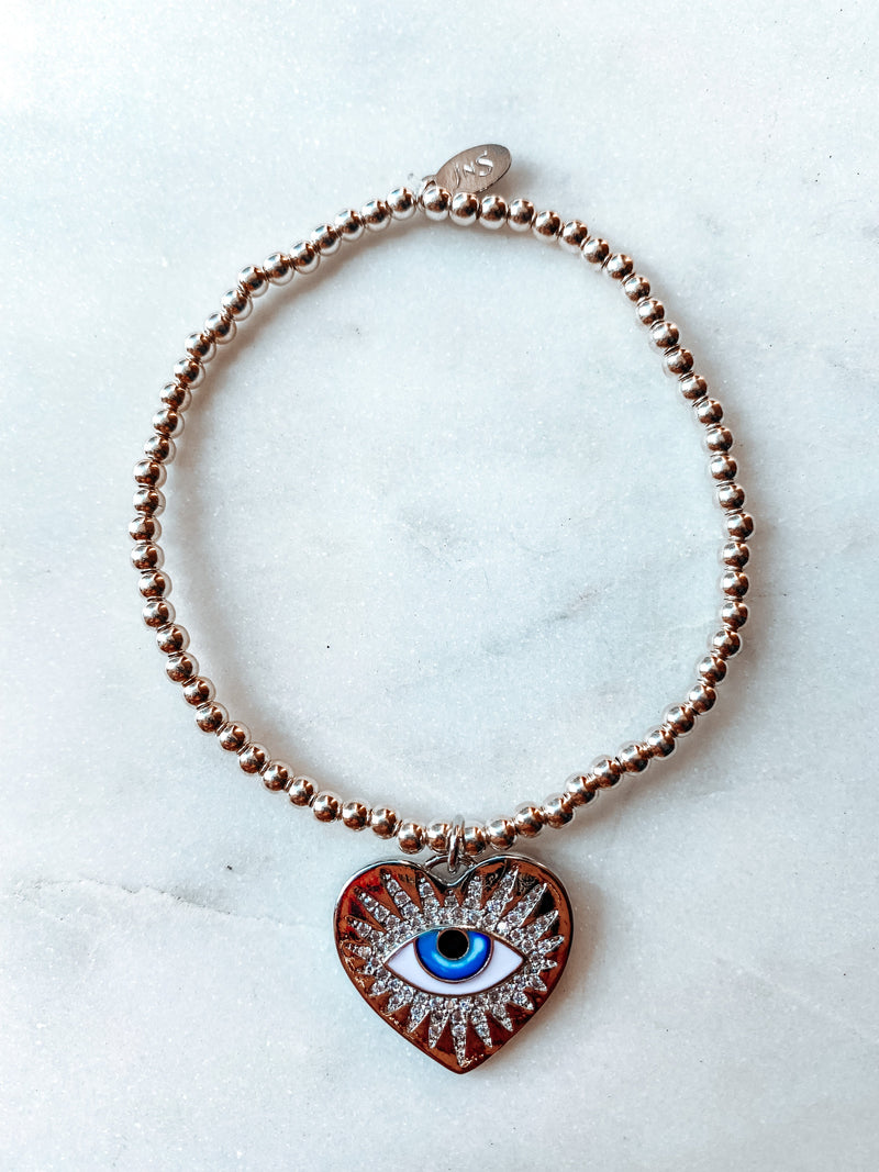 Silver Heart Eye Bracelet