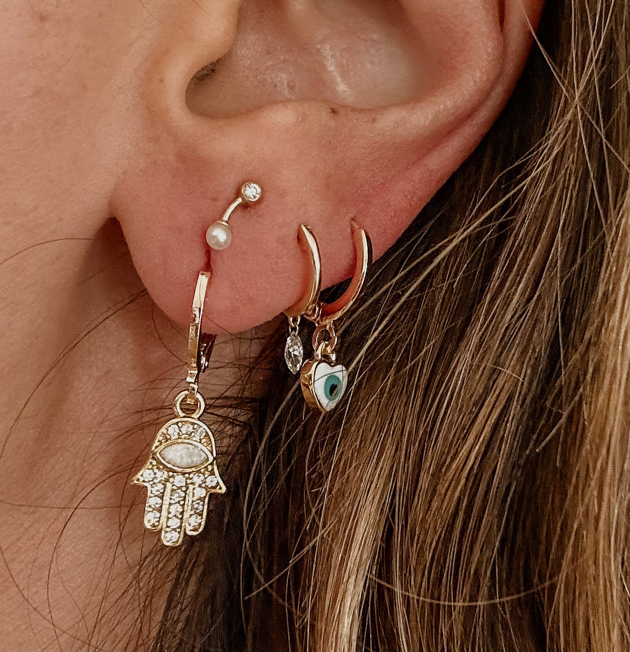 White Hamsa Earrings