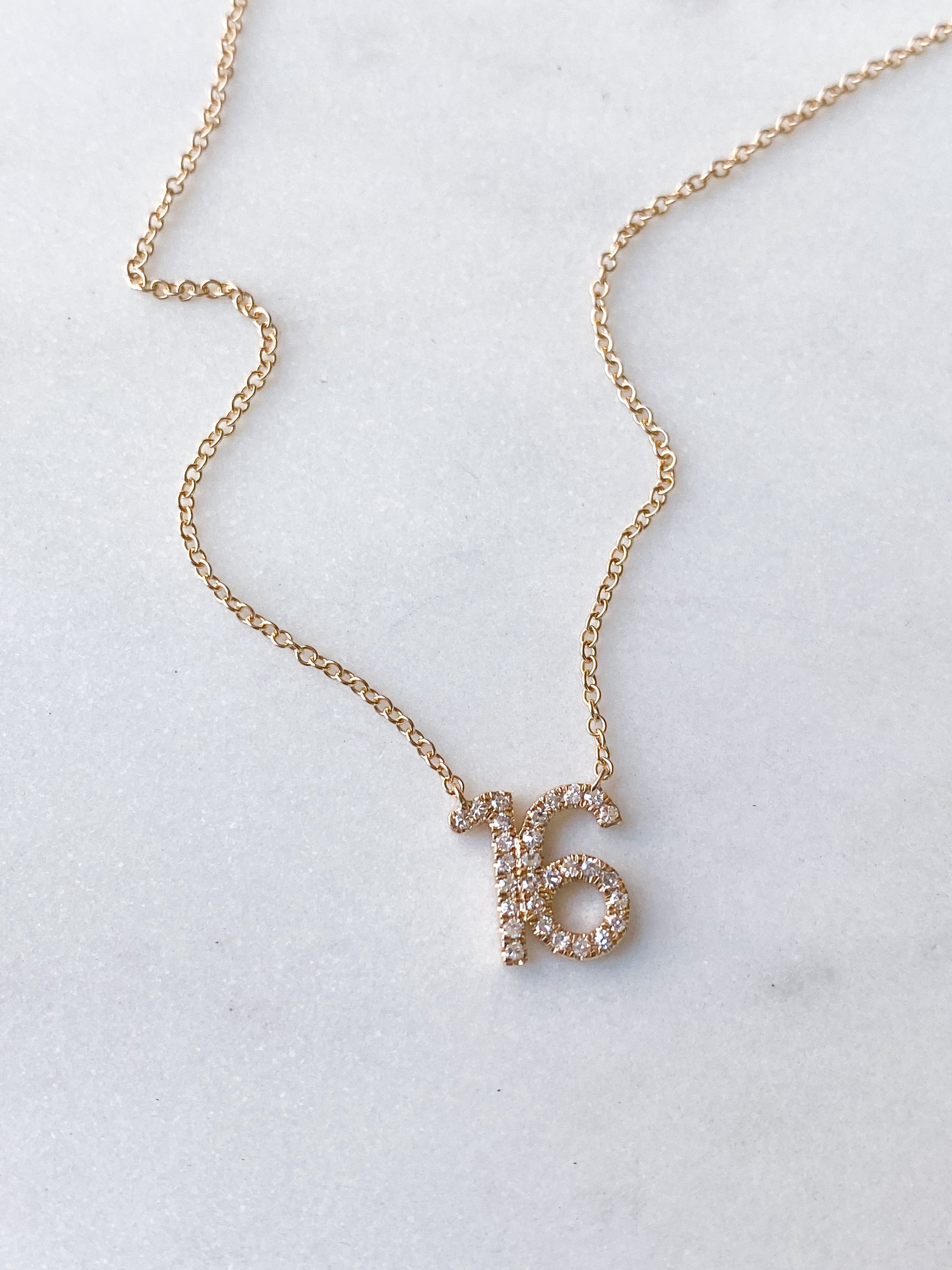 Custom Diamond Number Necklace