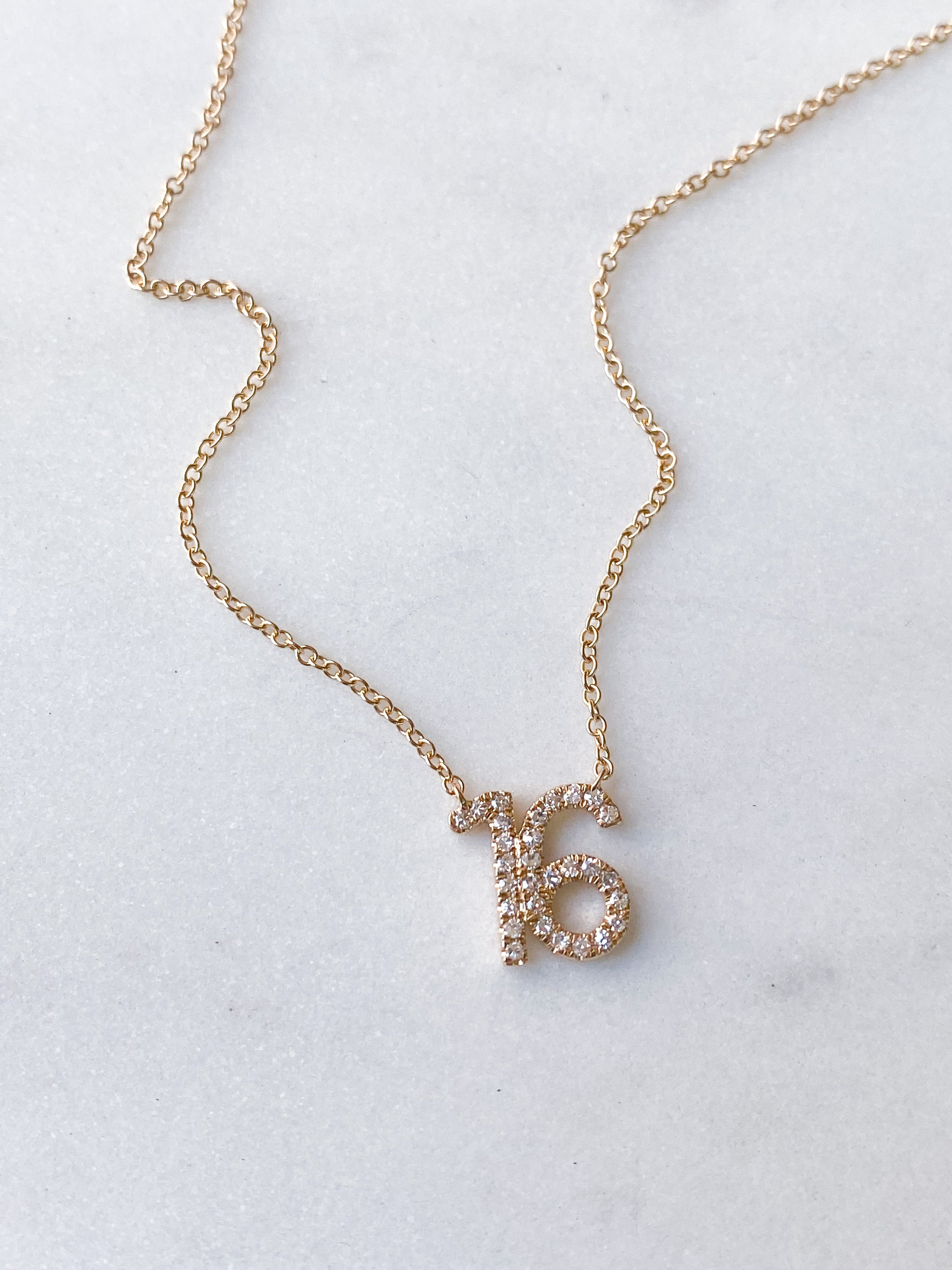 Custom Diamond Number Necklace