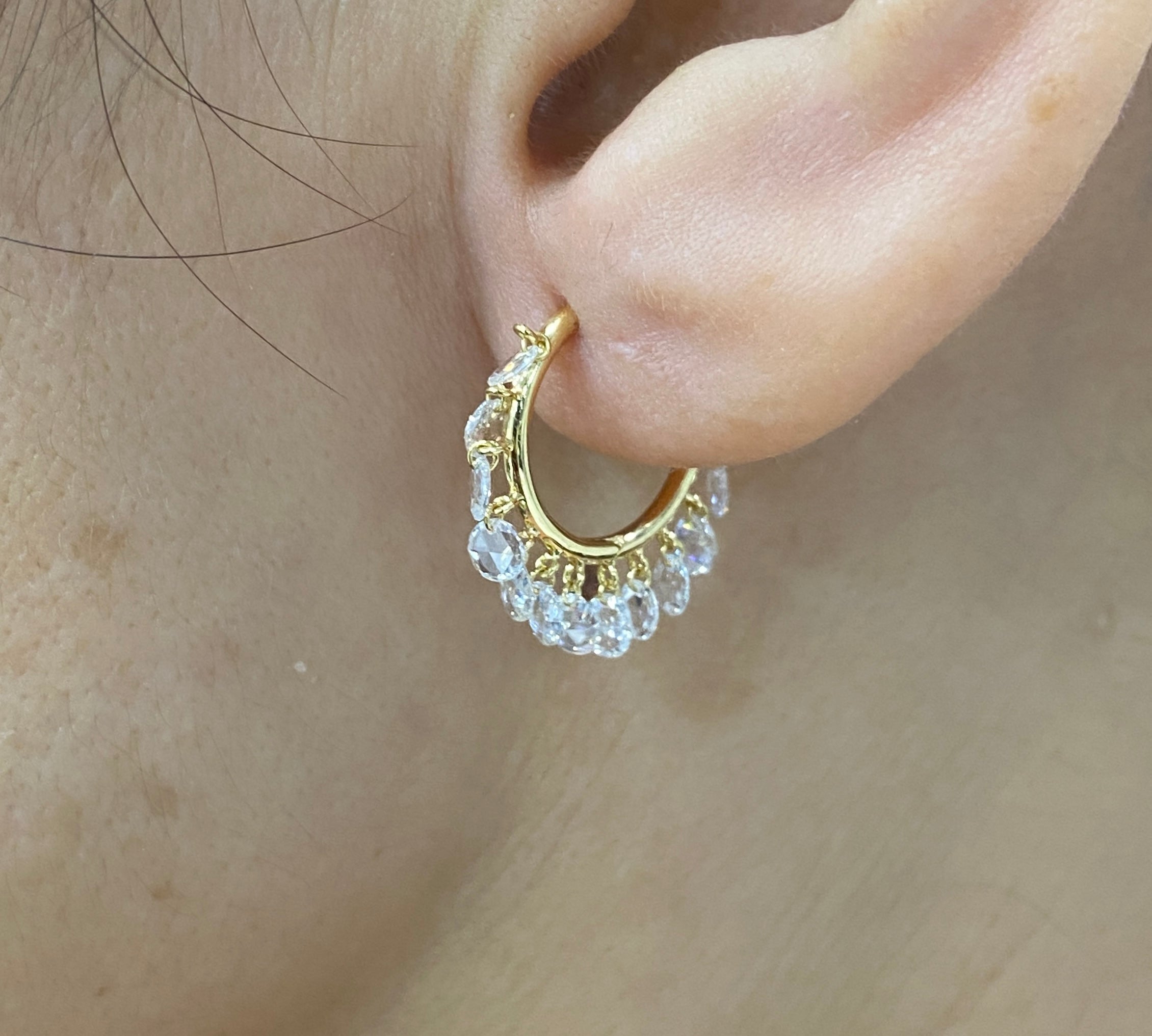Rose Cut Round Shaker Earrings
