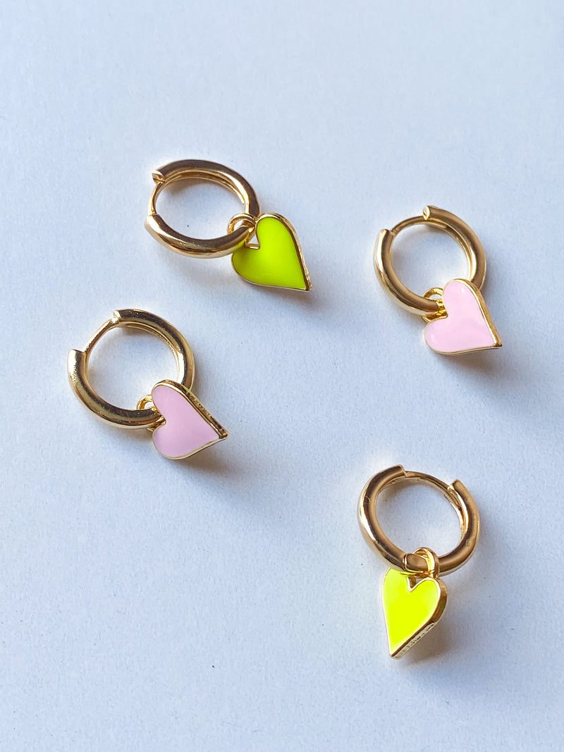 Enamel Heart Earrings