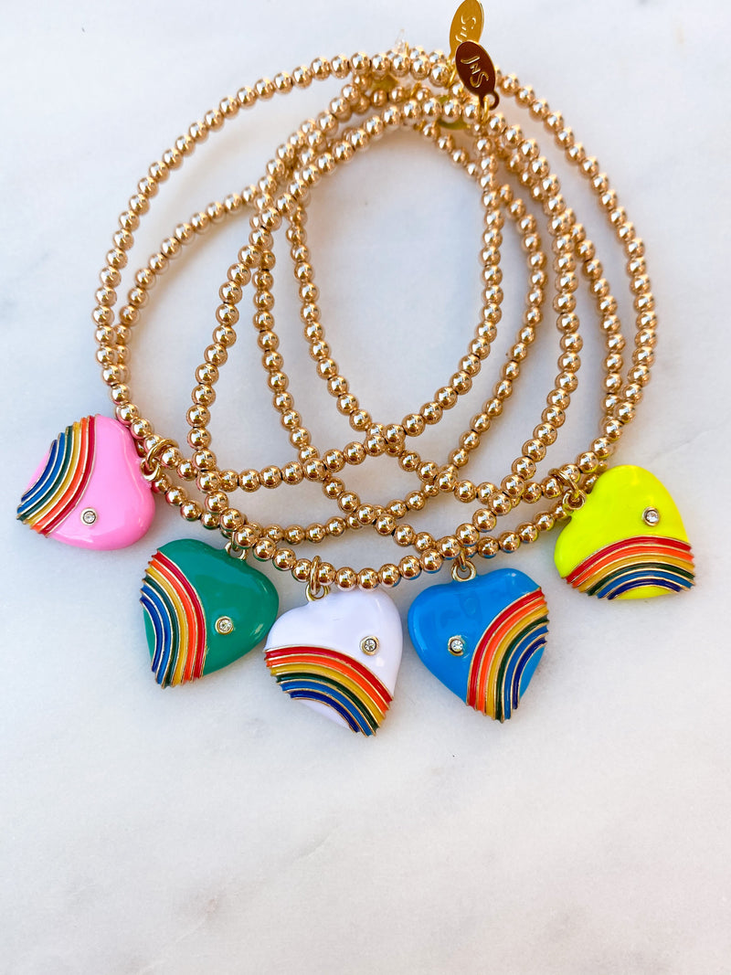 Vintage Rainbow Heart Bracelet