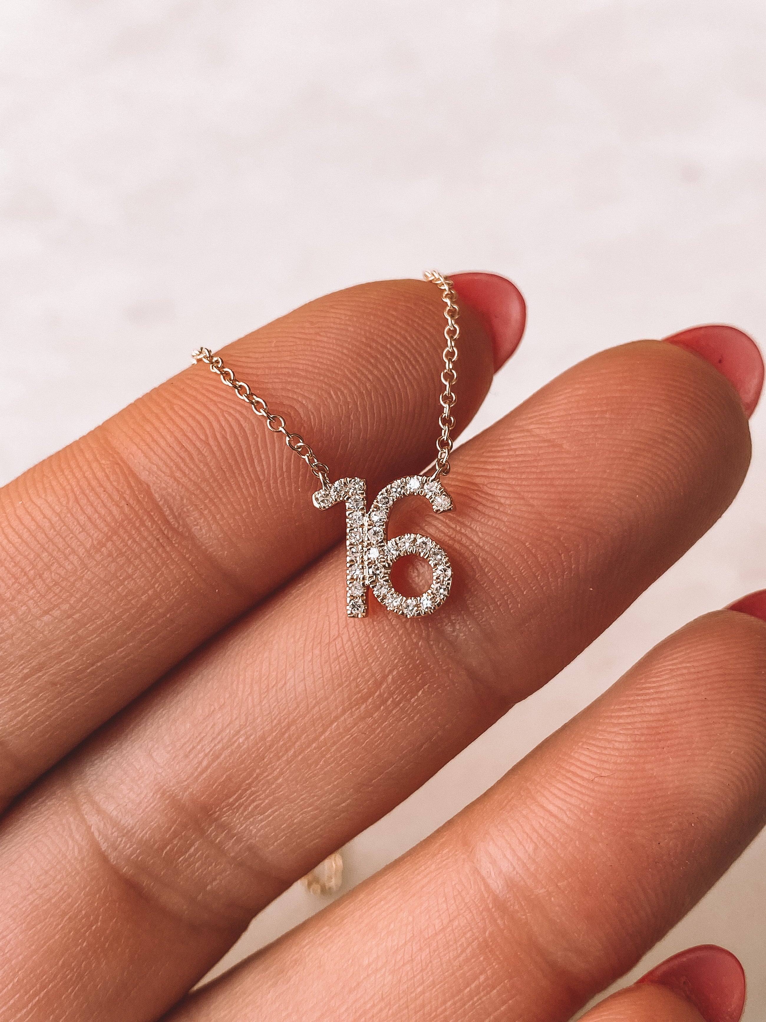 Custom Diamond Number Necklace