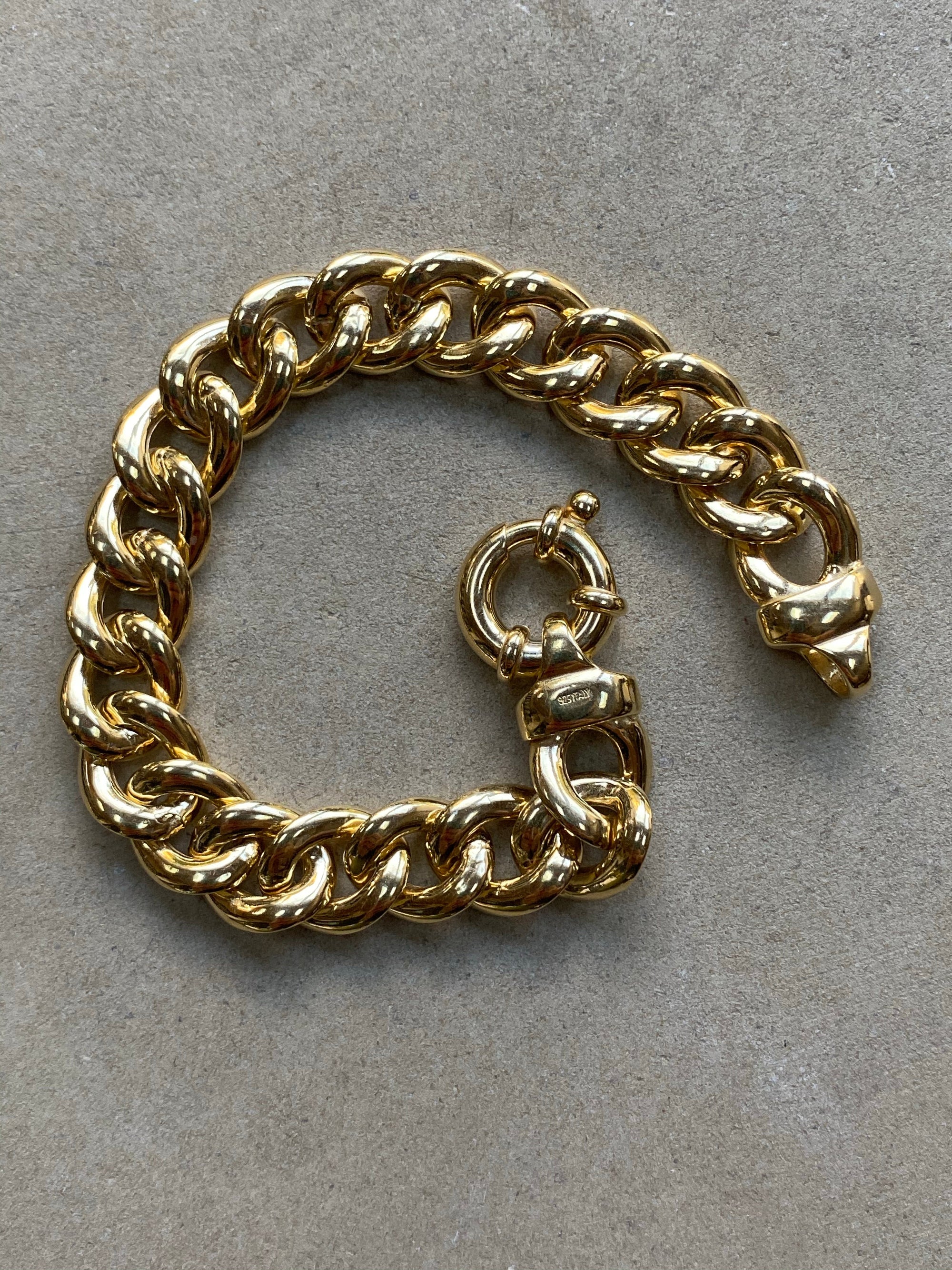 Gold Chain Bracelet ~ Curb