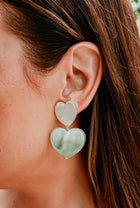 Double Heart Earrings ~ Silver