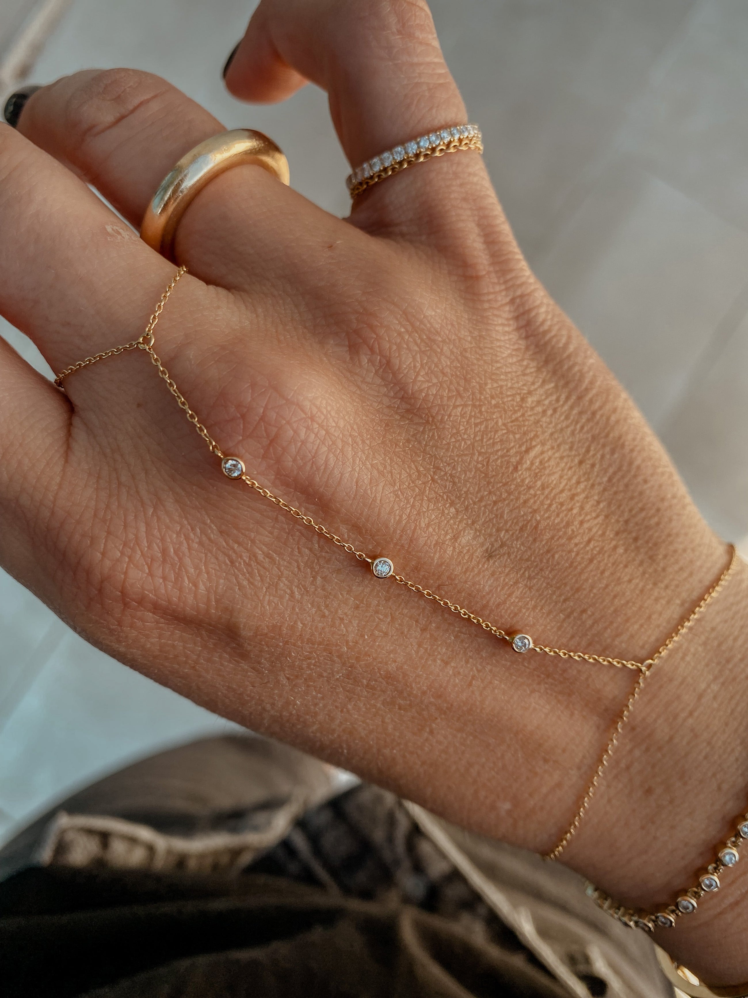 Trio Diamond Finger Bracelet